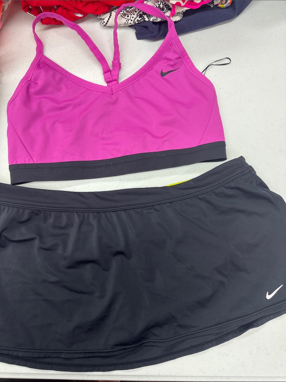 Nike Pink and Black Women's Swim Bikini Set. Sports bra top.